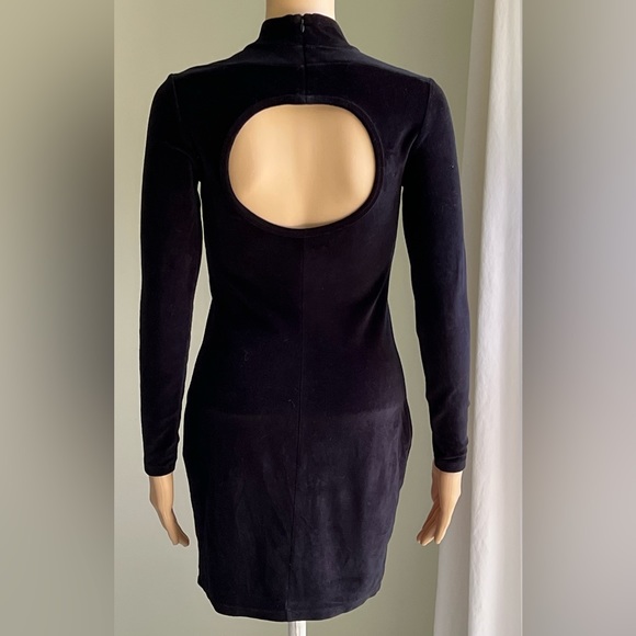 T By Alexander Wang Black Velvet Mini Cocktail Party Dress Exposed Back - Picture 3 of 14